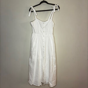 Urban Outfitters White Linen Midi Dress Women’s M Button Front Summer